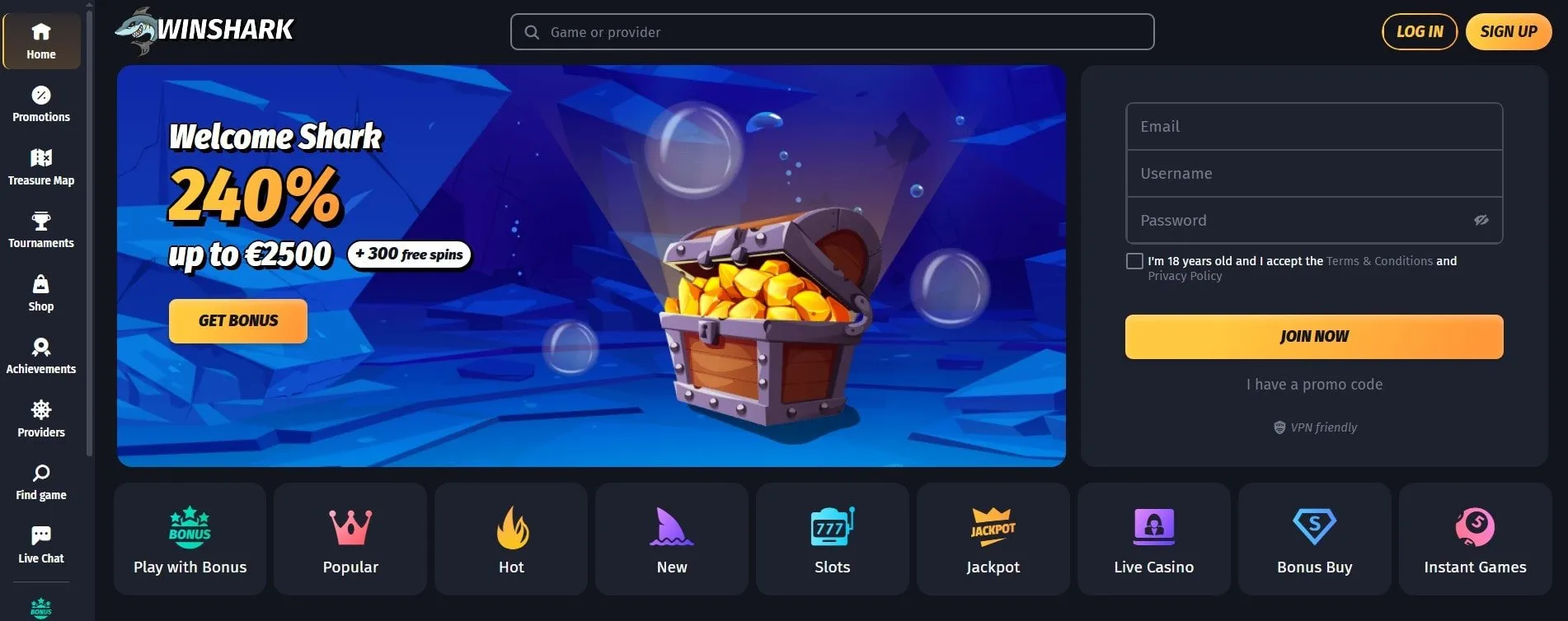 Winshark Casino Website Winshark Casino Homepage